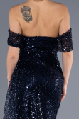 Abendkleid Lang Schuppig Marineblau ABU3577