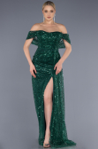 Abendkleid Lang Schuppig Smaragdgrün ABU3577