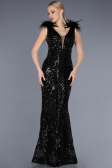Abendkleid im Meerjungfrau-Stil Lang Schwarz ABU3669