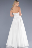 Abendkleid Lang Satin Weiß ABU3674