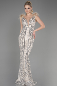 Abendkleid im Meerjungfrau-Stil Lang Beige ABU3669
