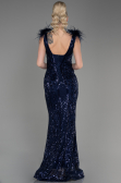 Abendkleid im Meerjungfrau-Stil Lang Marineblau ABU3669