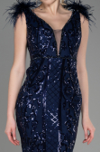 Abendkleid im Meerjungfrau-Stil Lang Marineblau ABU3669