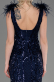 Abendkleid im Meerjungfrau-Stil Lang Marineblau ABU3669