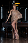 Abendkleid im Meerjungfrau-Stil Lang Gold ABU3667