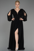 Kleider in Großen Größen Lang Chiffon Schwarz ABU1988