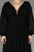 Kleider in Großen Größen Lang Chiffon Schwarz ABU1988