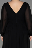 Kleider in Großen Größen Lang Chiffon Schwarz ABU1988