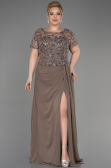 Verlobungskleid In Übergröße Lang Chiffon Cappuccino ABU3731
