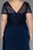 Verlobungskleid In Übergröße Lang Chiffon Marineblau ABU3731