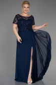 Verlobungskleid In Übergröße Lang Chiffon Marineblau ABU3731