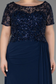 Verlobungskleid In Übergröße Lang Chiffon Marineblau ABU3731