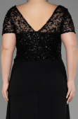 Verlobungskleid In Übergröße Lang Chiffon Schwarz ABU3731