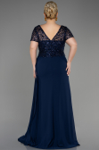 Verlobungskleid In Übergröße Lang Chiffon Marineblau ABU3731