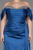 Verlobungskleid In Übergröße Lang Satin Indigo ABU3655
