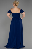 Abendgarderobe in Großen Größen Lang Chiffon Marineblau ABU3738