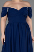 Abendgarderobe in Großen Größen Lang Chiffon Marineblau ABU3738