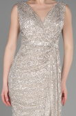 Abendkleid Lang Schuppig Nerzbraun ABU3201