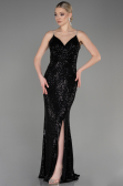 Abendkleid im Meerjungfrau-Stil Lang Schwarz ABU3768