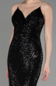 Abendkleid im Meerjungfrau-Stil Lang Schwarz ABU3768