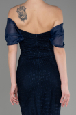 Abendkleid im Meerjungfrau-Stil Lang File Marineblau ABU3769