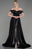 Abendkleid Lang Satin Schwarz ABU3774