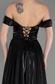 Abendkleid Lang Satin Schwarz ABU3774