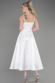 Abendkleid Midi Satin Weiß ABK2011