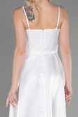 Abendkleid Midi Satin Weiß ABK2011