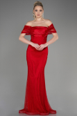 Abendkleid im Meerjungfrau-Stil Lang File Rot ABU3769