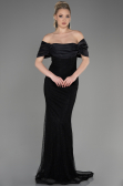 Abendkleid im Meerjungfrau-Stil Lang File Schwarz ABU3769