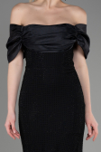 Abendkleid im Meerjungfrau-Stil Lang File Schwarz ABU3769