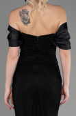 Abendkleid im Meerjungfrau-Stil Lang File Schwarz ABU3769