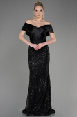 Abendkleid im Meerjungfrau-Stil Lang Schwarz ABU3770