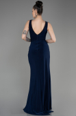 Abendkleid im Meerjungfrau-Stil Lang Marineblau ABU3782