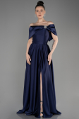 Abschlusskleid Lang Satin Marineblau ABU3788