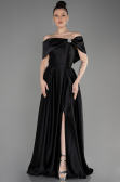 Abschlusskleid Lang Satin Schwarz ABU3788