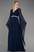 Abendkleid Lang Chiffon Marineblau ABU3541