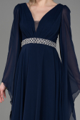 Abendkleid Lang Chiffon Marineblau ABU3541