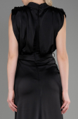 Schwarz Abendkleid Satin Lang ABU2133