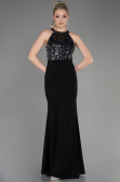 Abendkleid im Meerjungfrau-Stil Lang Schwarz-Silber ABU608