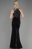 Abendkleid im Meerjungfrau-Stil Lang Schwarz-Silber ABU608