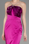 Abschlusskleid Lang Satin Fuchsie ABU3525