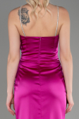 Abschlusskleid Lang Satin Fuchsie ABU3525