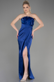 Abschlusskleid Lang Satin Marineblau ABU3525
