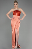 Abschlusskleid Lang Satin Orange ABU3525