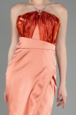 Abschlusskleid Lang Satin Orange ABU3525