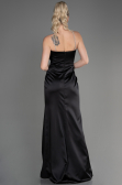 Abschlusskleid Lang Satin Schwarz ABU3525
