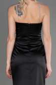 Abschlusskleid Lang Satin Schwarz ABU3525