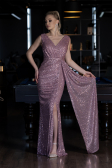 Abendkleid Lang Schuppig Puder ABU3201